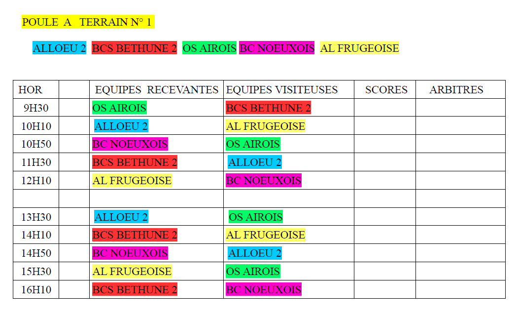 Tournoi pre saison u11
